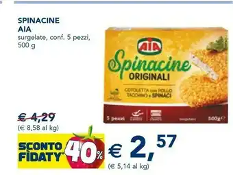 Esselunga Spinacine cotoletta con pollo e tacchino e spinaci in foglia spinacine 300 g(ml) offerta