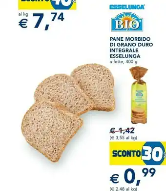 Esselunga Esselunga pane morbido di grano duro integrale offerta
