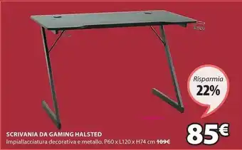 JYSK Scrivania da gaming halsted 60x120 nero offerta