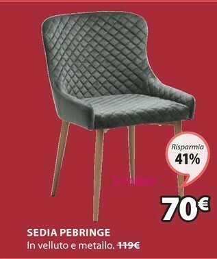 JYSK Sedia pebringe velluto grigio/rovere offerta