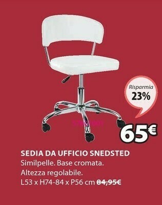 JYSK Sedia da ufficio snedsted bianco offerta