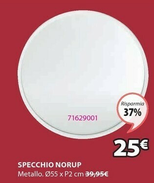 JYSK Specchio norup diametro 55 bianco offerta