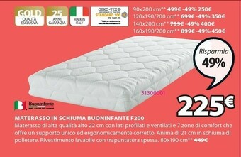 JYSK Materasso 80x190 buoninfante f200 offerta