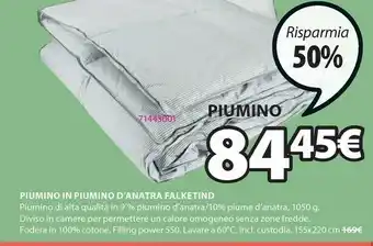 JYSK Piumino in piumino d'anatra falketind caldo 155x220cm offerta