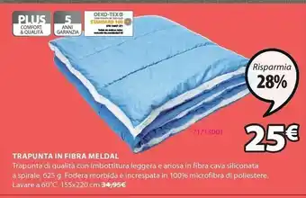 JYSK Trapunta in fibra meldal blu fresco 155x220 offerta