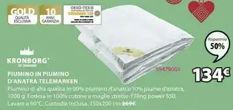 JYSK Piumino in piumino d' anatra telemarken 150x200cm offerta