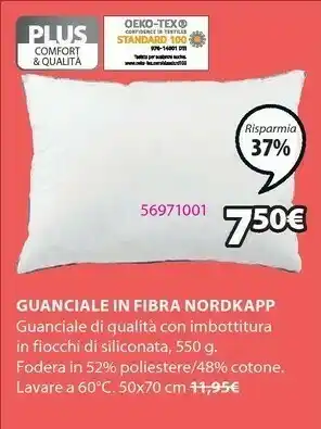 JYSK Guanciale in fibra nordkapp 50x70cm offerta