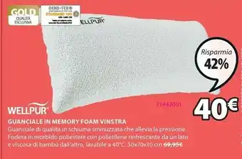 JYSK Guanciale in memory wellpur vinstra 50x70x10cm offerta