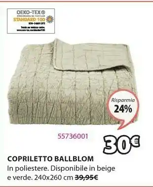 JYSK Copriletto ballblom 240x260cm beige offerta