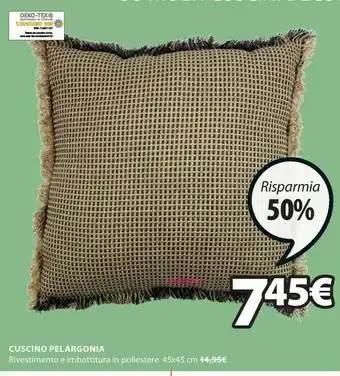 Cuscino pelargonia 45x45cm naturale/grigio