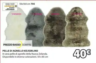 JYSK Pelle di agnello kejserlind 50x85cm crema offerta