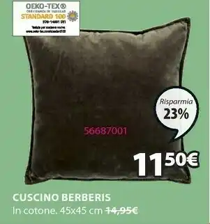 JYSK Cuscino berberis velour 45x45cm marrone offerta