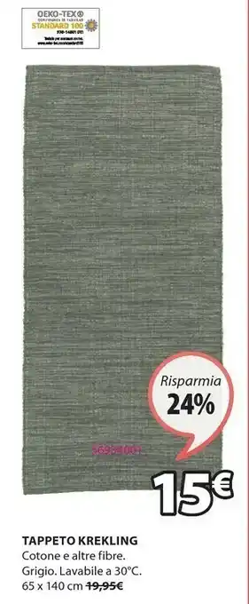 JYSK Tappeto krekling 65x140cm grigio offerta