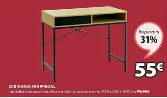 JYSK Scrivania trappedal 48x95cm rovere/nero offerta