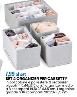 Eurospin Set 4 organizer per cassetti offerta