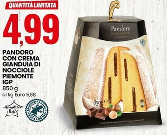 Eurospin Le nostre stelle pandoro con crema gianduia di nocciole piemonte igp 850 g offerta
