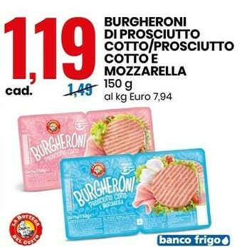 Eurospin Burgheroni prosciutto cotto 150 g(ml) offerta