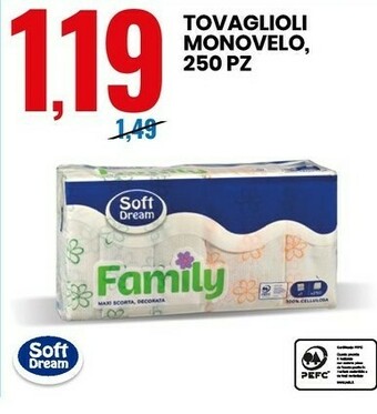 Eurospin Soft dream tovaglioli monovelo offerta