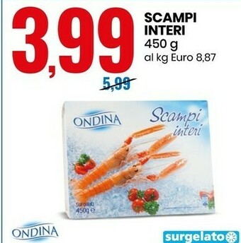Eurospin Scampi interi 450 g offerta