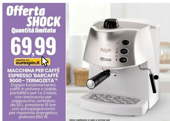 Eurospin Macchina per caffè espresso barcaffè 9000 offerta