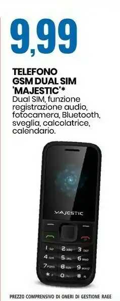 Eurospin Majestic telefoni gsm dual sim offerta