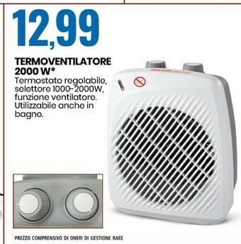 Eurospin Termoventilatore 2000w offerta