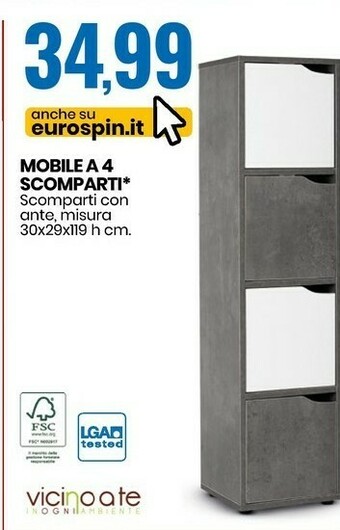 Eurospin Vicino a te mobile 4 scomparti offerta