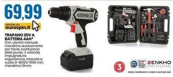 Enkho trapano 20v a batteria 4ah