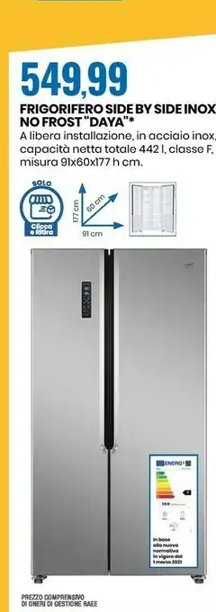 Eurospin Frigorifero side by side inox no frost offerta