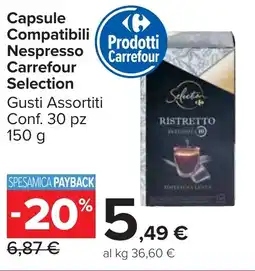 Carrefour Market Capsule Compatibili Nespresso Carrefour Selection offerta