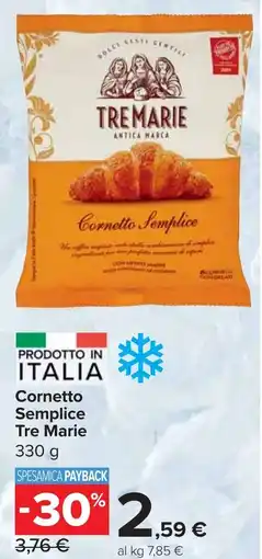 Carrefour Market Cornetto Semplice Tre Marie offerta