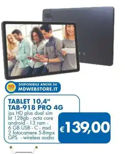 MD Discount TABLET 10,4" TAB-918 PRO 4G i offerta