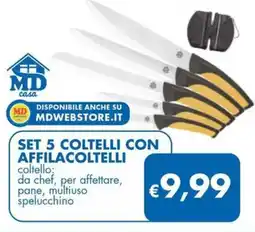 MD Discount Set 5 coltelli con affilacoltelli offerta