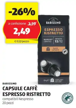 ALDI BARISSIMO Capsule caffè espresso ristretto offerta