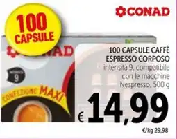 Spazio Conad 100 capsule caffè espresso corposo offerta