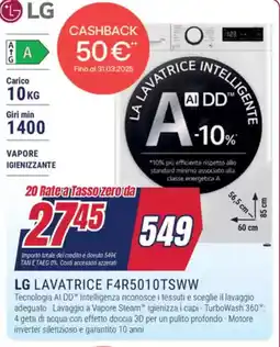 Trony LG LAVATRICE F4R5010TSWW offerta