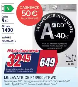 Trony LG LAVATRICE F4R9009TPWC offerta