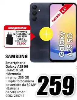 MediaWorld SAMSUNG Smartphone Galaxy A25 5G offerta