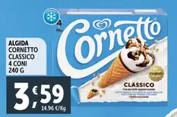 Deco Supermercati Algida cornetto classico 4 coni offerta