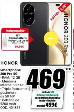 MediaWorld HONOR Smartphone 200 Peo 5G offerta