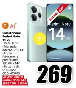 MediaWorld Smartphone Redmi Note 14 5G offerta