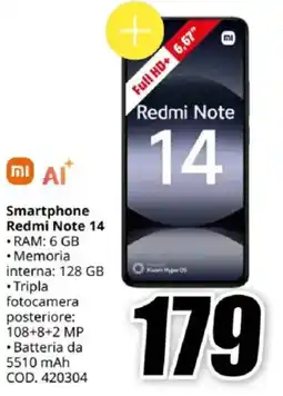 MediaWorld Smartphone Redmi Note 14 offerta