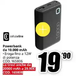 MediaWorld cellularline Powerbank da 10.000 mAh offerta