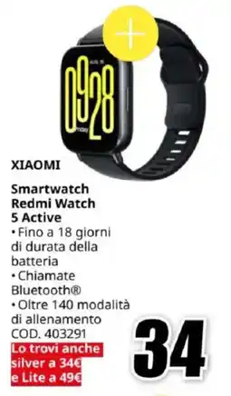 MediaWorld XIAOMI Smartwatch Redmi Watch 5 Active offerta