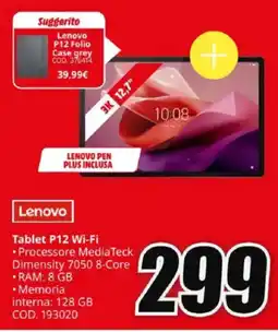 MediaWorld Lenovo Tablet P12 Wi-Fi offerta