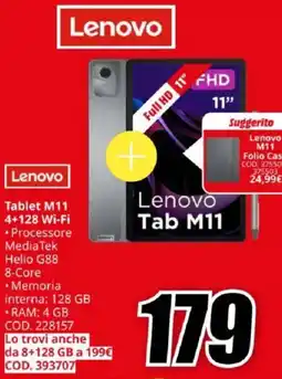 MediaWorld Lenovo Tablet M11 4+128 Wi-Fi offerta