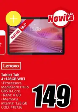 MediaWorld Lenovo Tablet Tab 4+128GB WiFi offerta