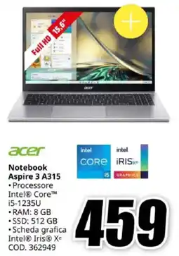 MediaWorld acer Notebook Aspire 3 A315 offerta