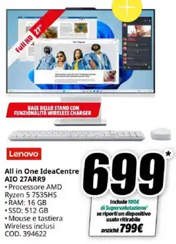 MediaWorld Lenovo All in One IdeaCentre AIO 27ARR9 offerta