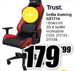 MediaWorld Trust Sedia Gaming GXT714 offerta
